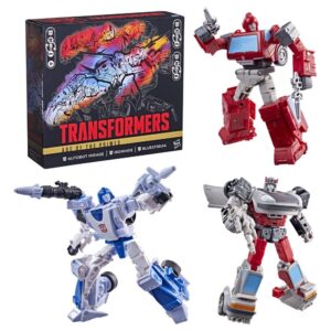 set 3 figuras autobot mirage & ironhide & bluestreak age of the primes transformers 13 15cm