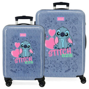 set 2 malas trolley hearts stitch disney 55/65cm